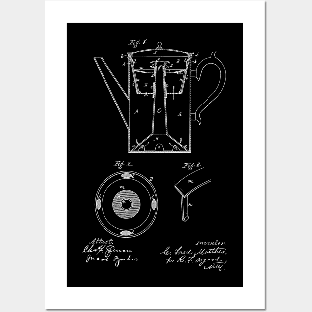 Coffee Pot Vintage Patent Hand Drawing Wall Art by TheYoungDesigns